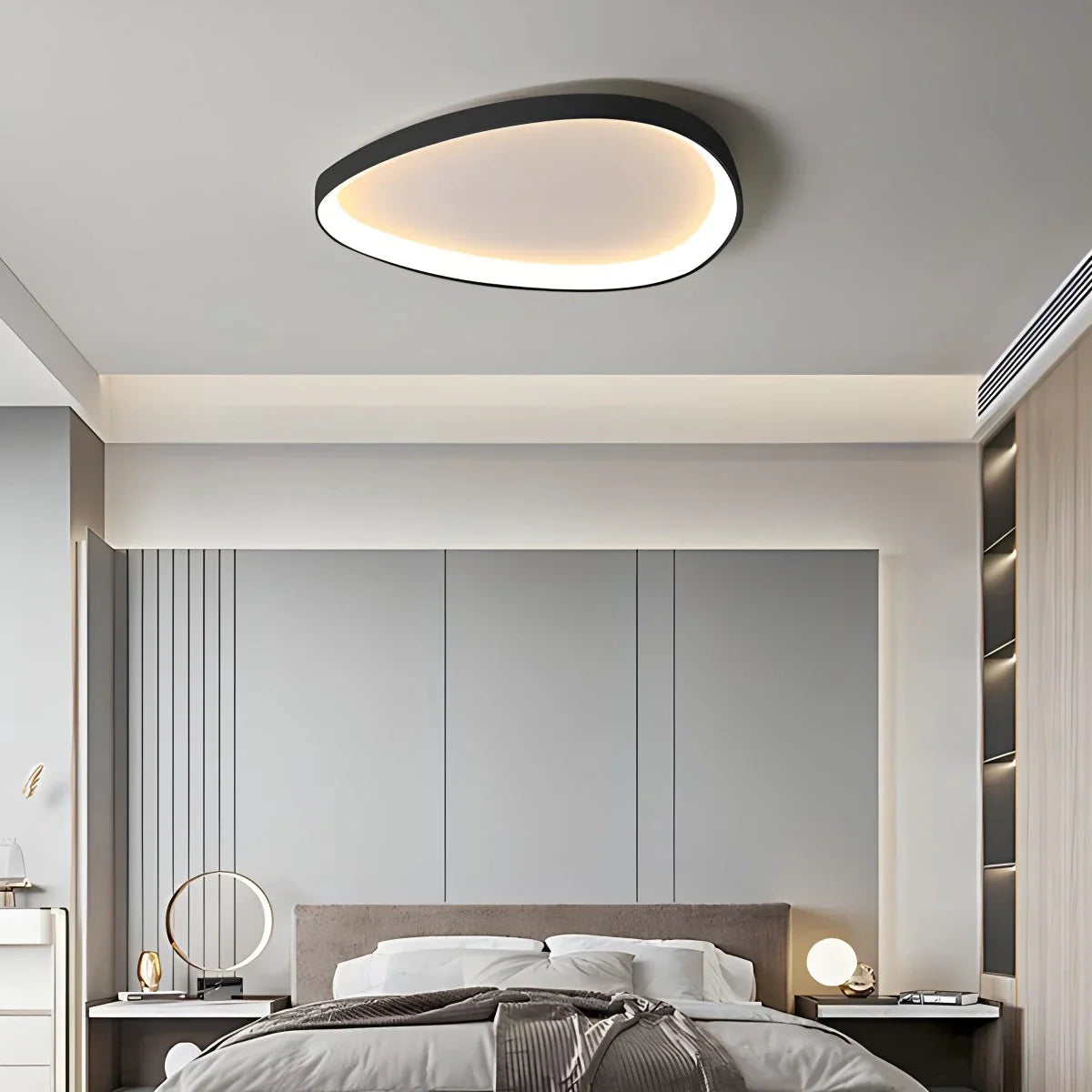LED ceiling lamp oval dimmable metal black white bedroom hallway living room modern ceiling lighting Scandinavian design surface lamp | Sansoti