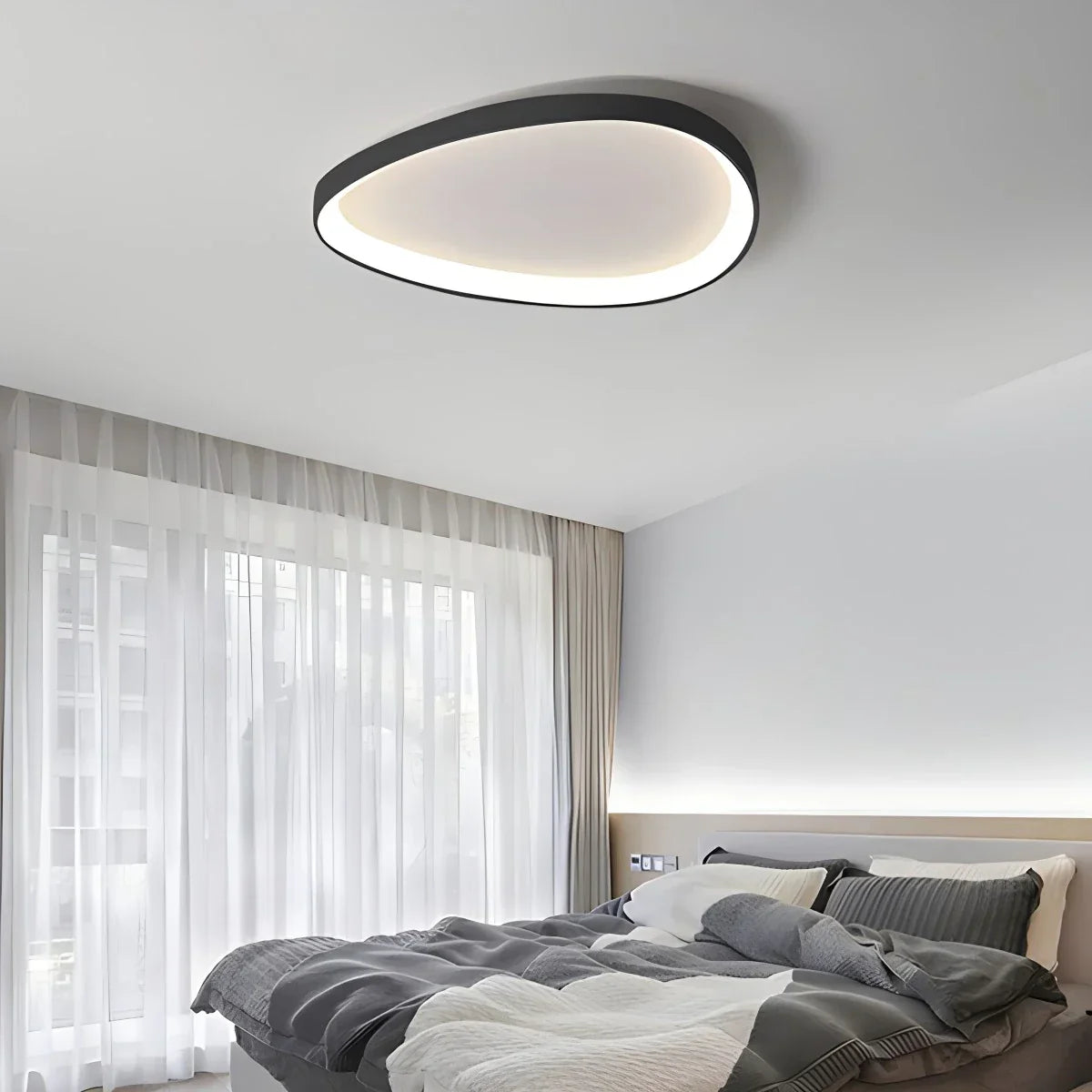 LED ceiling lamp oval dimmable metal black white bedroom hallway living room modern ceiling lighting Scandinavian design surface lamp | Sansoti