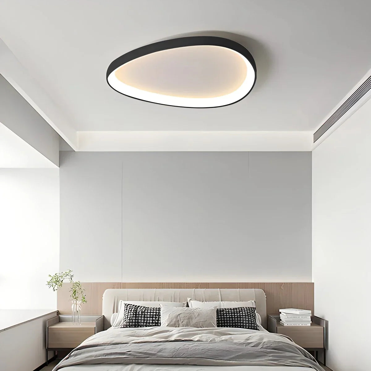 LED ceiling lamp oval dimmable metal black white bedroom hallway living room modern ceiling lighting Scandinavian design surface lamp | Sansoti