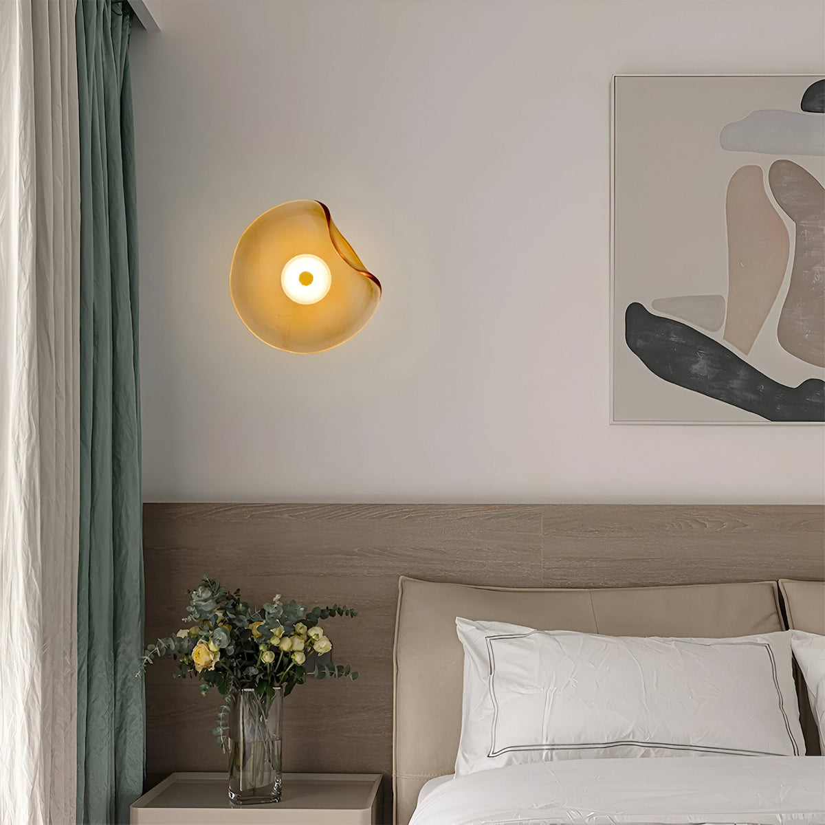Wandlamp Gebogen Glas LED Sculpturaal Nordisch Goud Zwart 25cm Woonkamer Slaapkamer | Sansoti