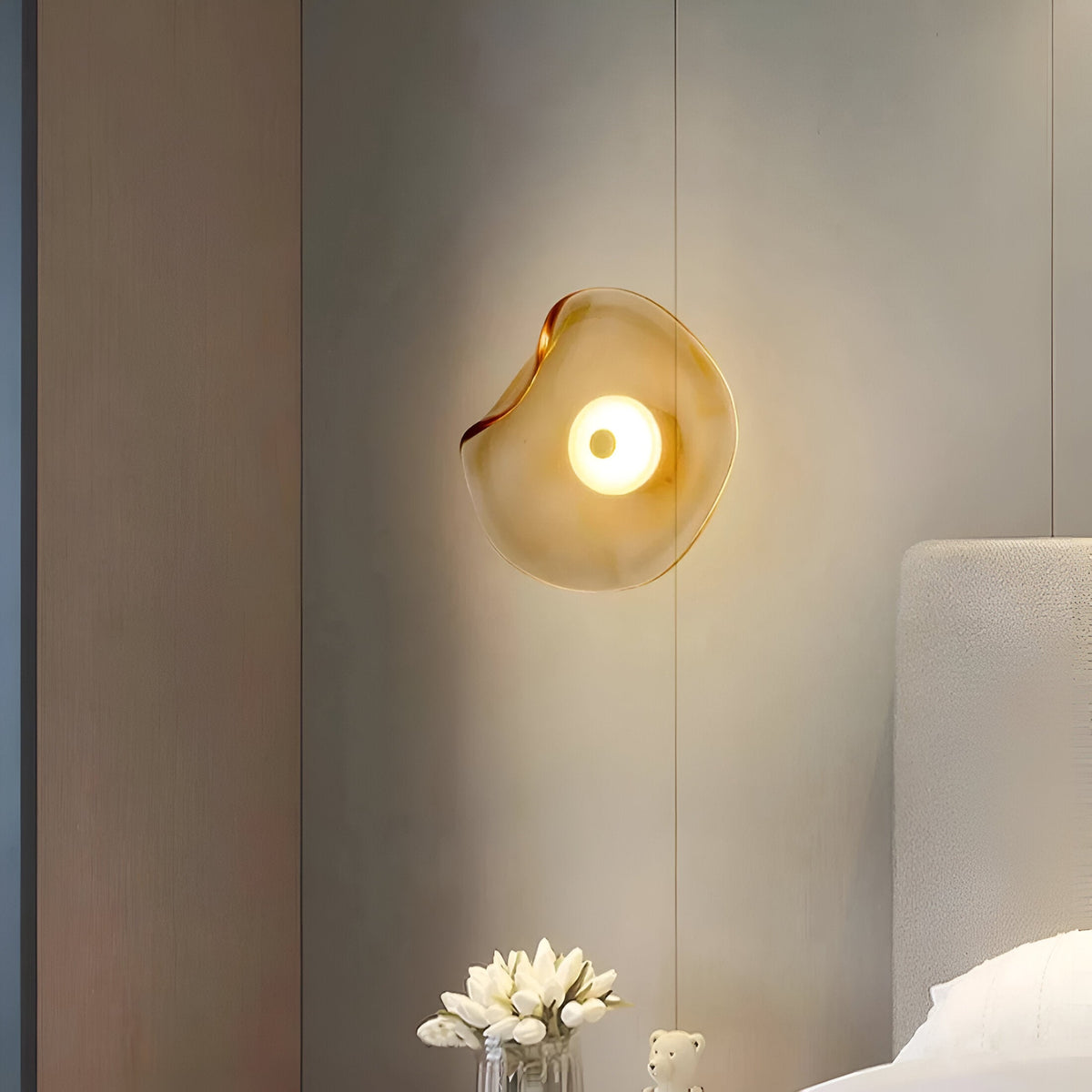Wandlamp Gebogen Glas LED Sculpturaal Nordisch Goud Zwart 25cm Woonkamer Slaapkamer | Sansoti