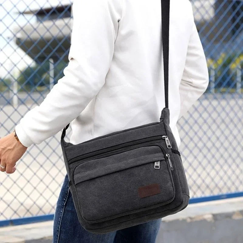 Canvas Schoudertas Crossbody Vintage Messenger Bag Unisex Verstelbaar Bruin Zwart Groen Dagelijks Gebruik | Sansoti