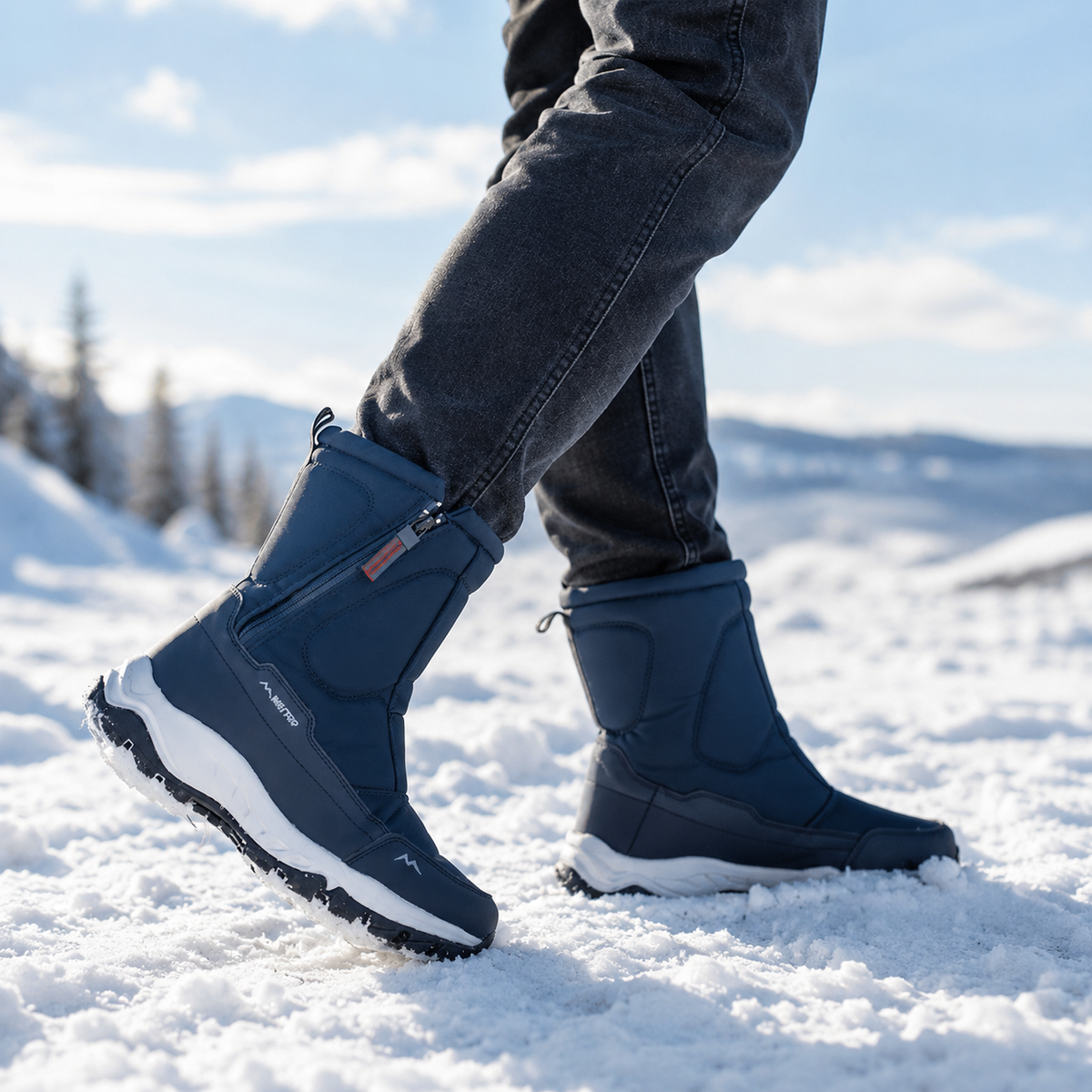 Gefütterte Damen-Winterstiefel Wasserdichte Schneestiefel Rutschfest Warm Gefüttert Oxford-Material Snowboots | Sansoti