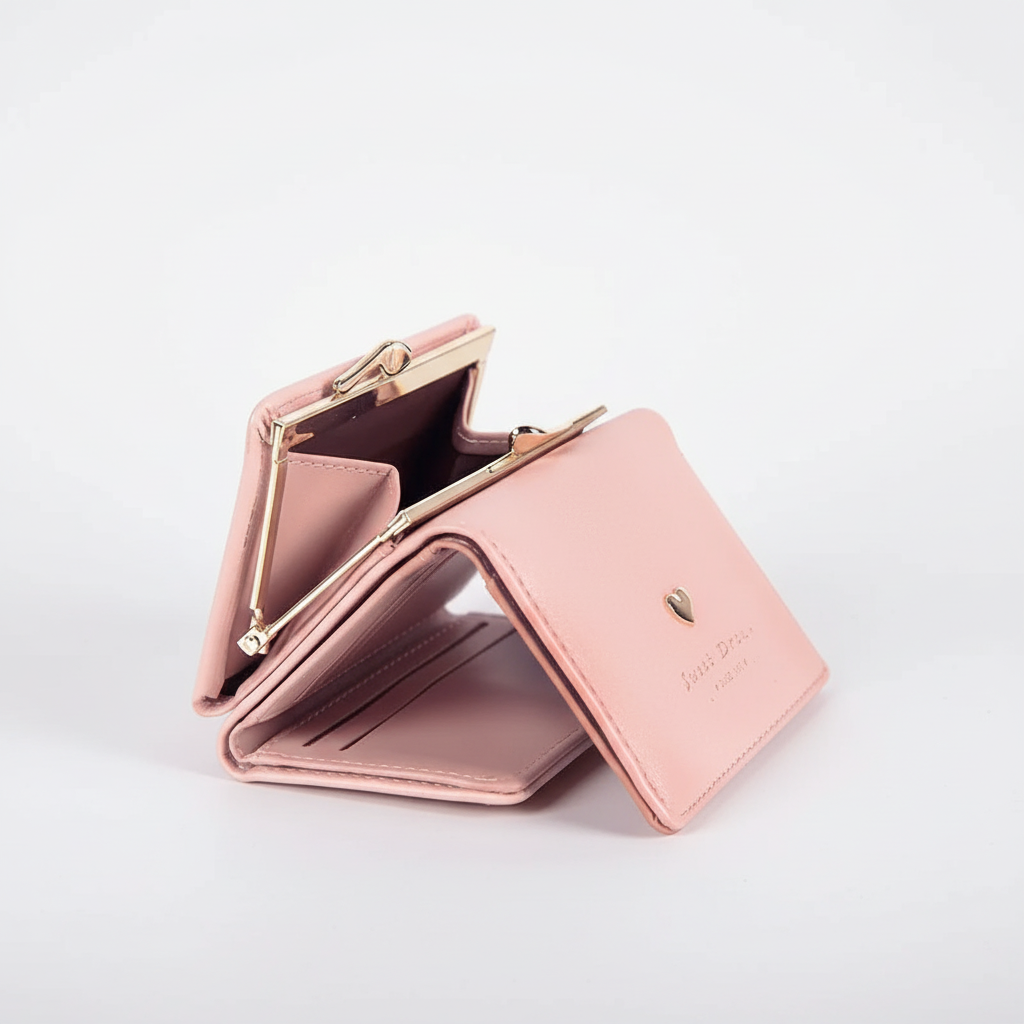Compacte Portemonnee met Muntenvak Kunstleer Dames Vouwportemonnee Klein Opbergvakken Kaarthouder Clutch | Sansoti