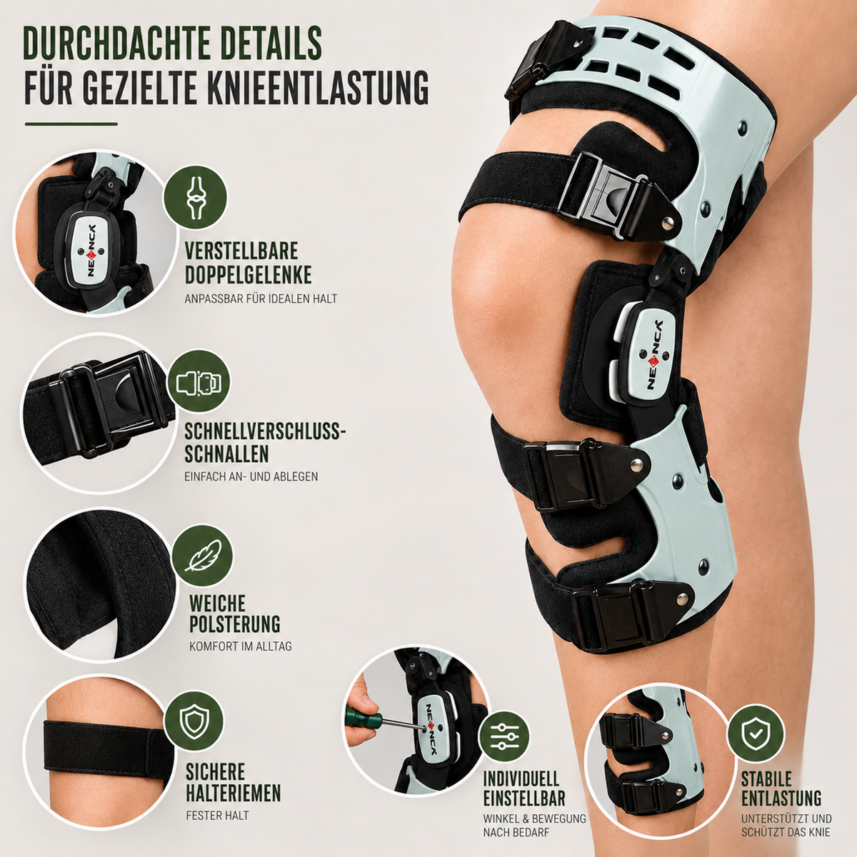 Adjustable Knee Brace with Double Hinges for Joint Support, Pain Relief, and Stability | Sansoti