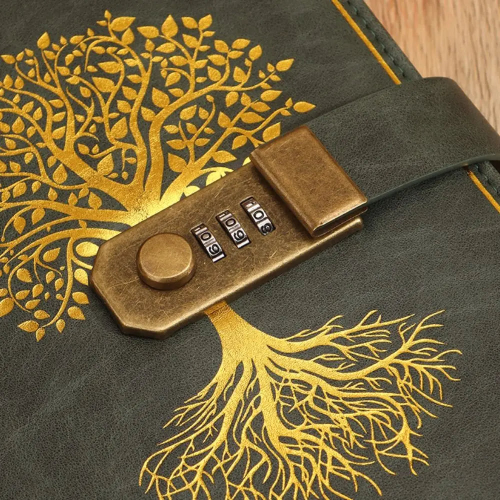 A5 Notebook with Combination Lock Vintage PU Leather 200 Pages Personal Diary Privacy Protection Journal | Sansoti