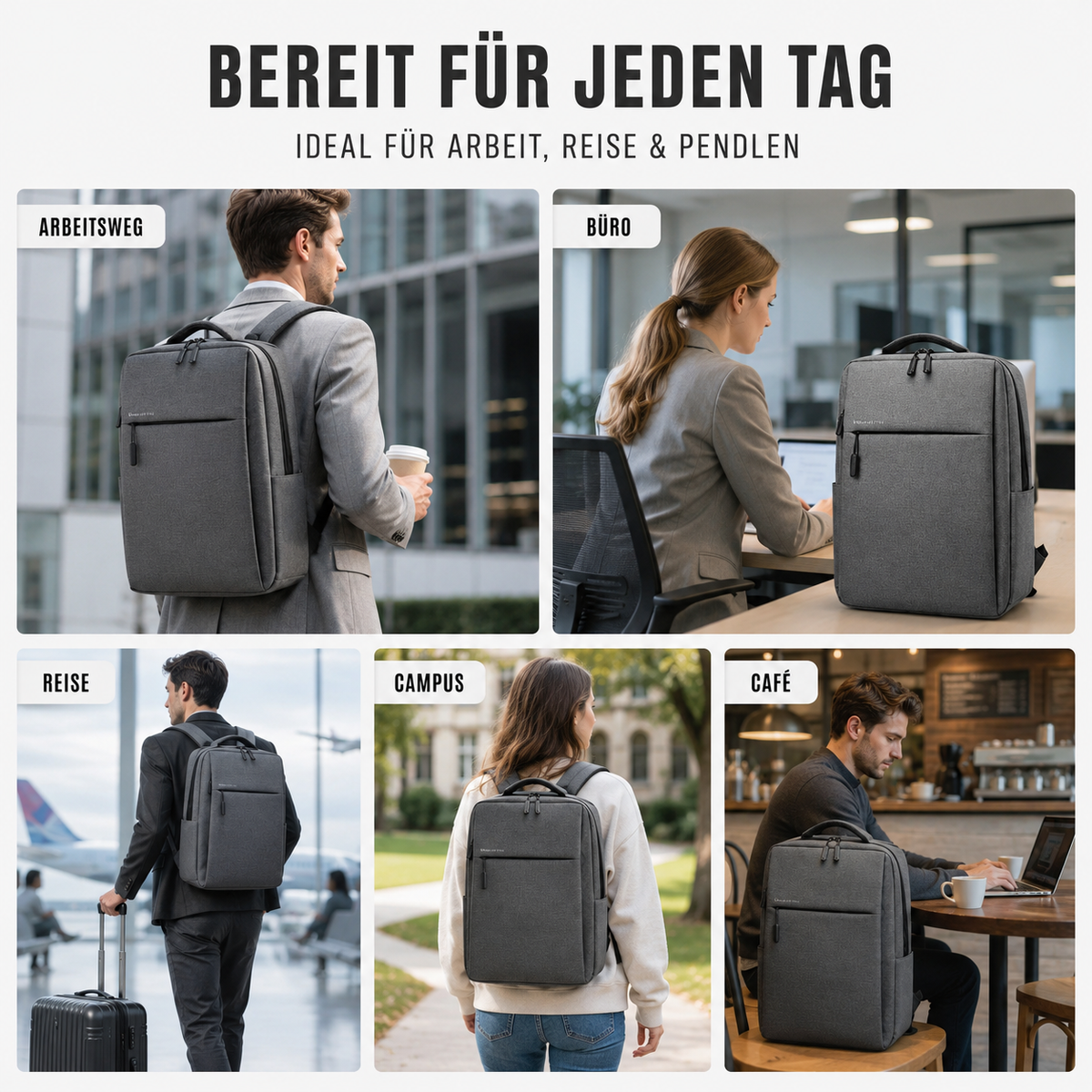 Waterproof Laptop Backpack 15.6 Inch Padded Compartment Daily Commuting Travel Organization School University | Sansoti