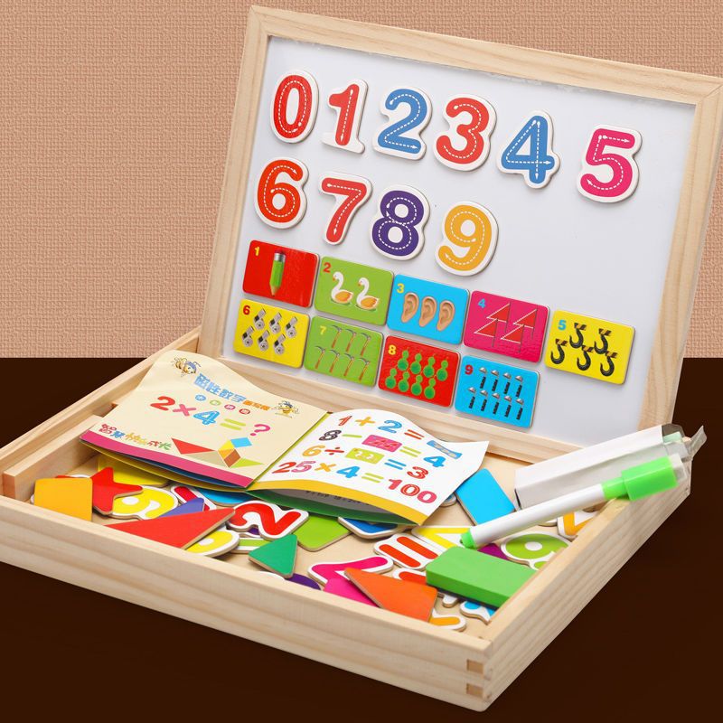 Tableau double face pour enfants Bois Tableau magnétique Tableau noir Tableau blanc Jouet créatif éducatif pour maison école activités | Sansoti
