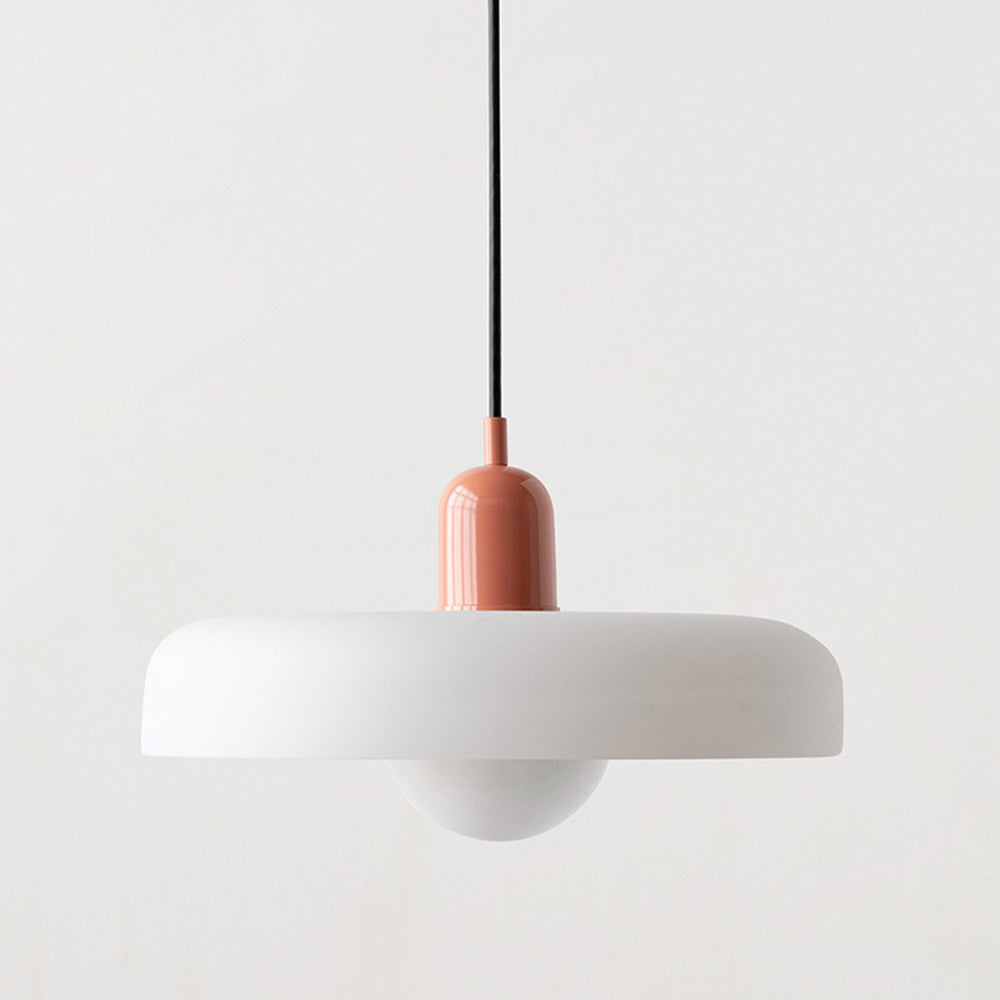 Glas-Hängeleuchte im Bauhausstil aus farbigem Glas, rund, Ø25-35cm, E27, verstellbar, Esstisch-Deckenleuchte im Retro-Design | Sansoti
