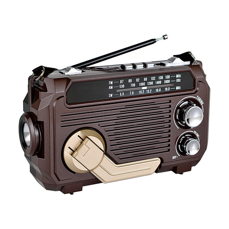 Multifunctional solar-powered emergency radio with hand crank – for outdoor and home use