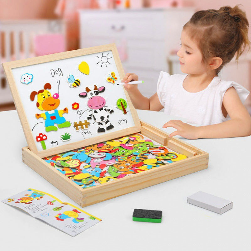 Beidseitiges Zeichenbrett für Kinder Holz Magnetische Tafel Whiteboard Kreatives Pädagogisches Spielzeug für Zuhause Schule Aktivitäten | Sansoti