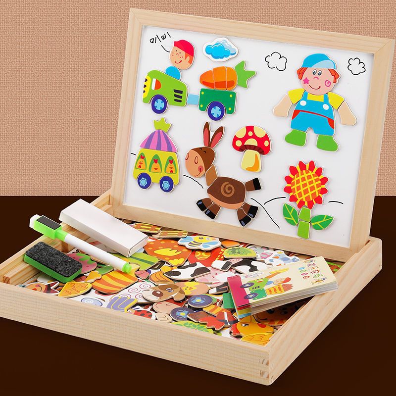 Tableau double face pour enfants Bois Tableau magnétique Tableau noir Tableau blanc Jouet créatif éducatif pour maison école activités | Sansoti