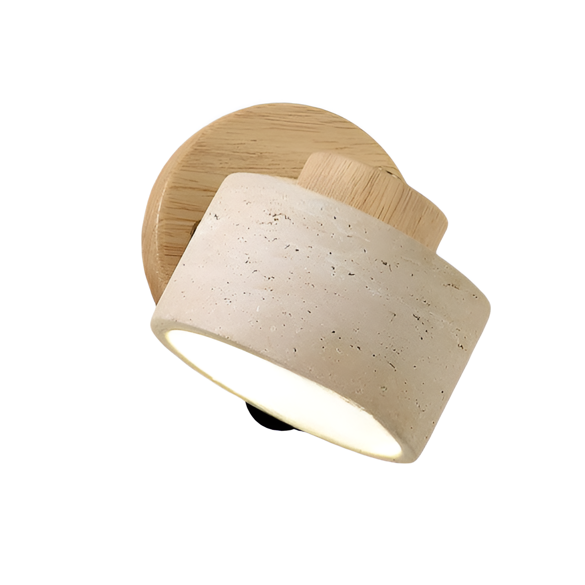 Wandlampe Travertin Stein LED E27 3000K Japandi Kompakt Rund | Sansoti