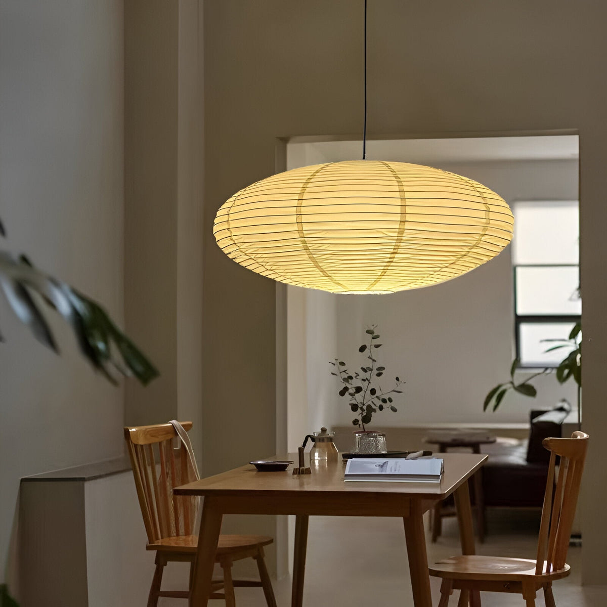 Deckenlampe Maulbeerpapier Japandi Design Ø50 Ø60 LED Dimmbar Weiß Geometrisch | Sansoti