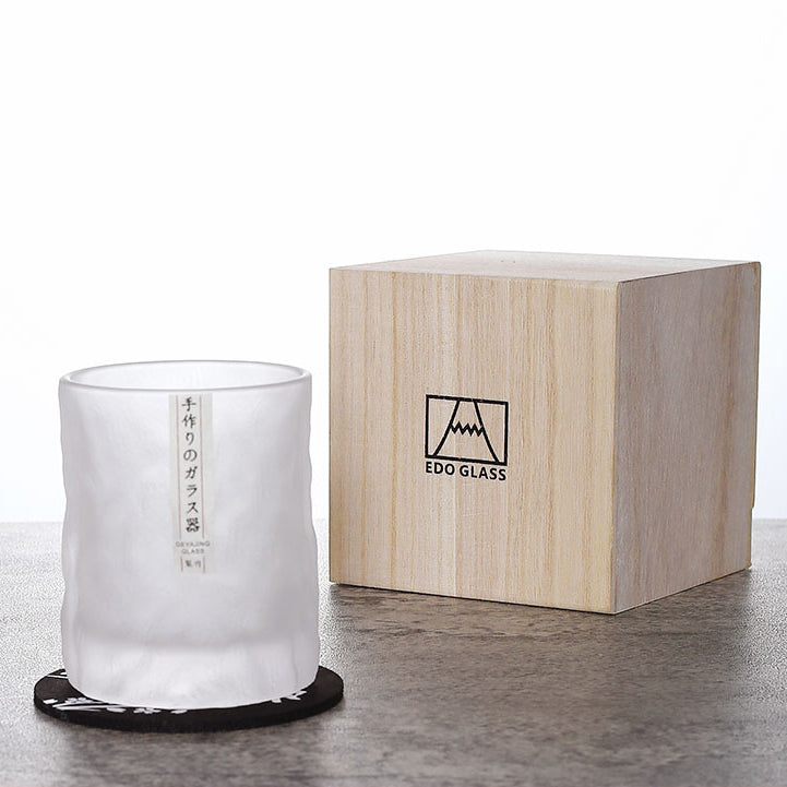 Geometrisch Geslepen Whiskyglas 300ml Transparant met Houten Cadeaubox en Onderzetter – Handgemaakt Kristalglas voor Premium Spirits | Sansoti