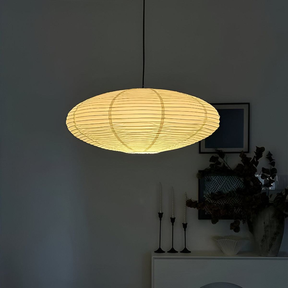 Deckenlampe Maulbeerpapier Japandi Design Ø50 Ø60 LED Dimmbar Weiß Geometrisch | Sansoti