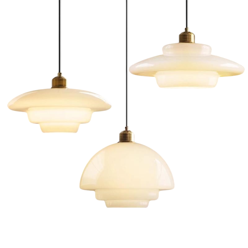 Suspension en verre blanc laiteux E27 verre blanc cuisine salle à manger couloir éclairage moderne minimaliste | Sansoti