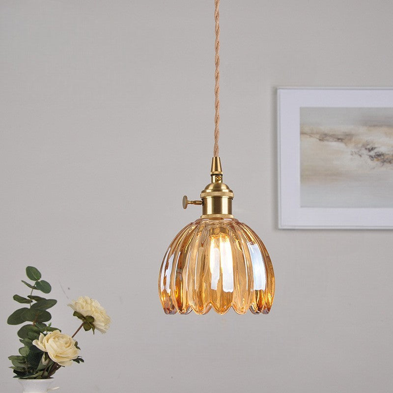 Japanse glazen hanglamp E27 glas transparant eetkamer bar verlichting minimalistisch design ribbelglas keuken hanglamp | Sansoti