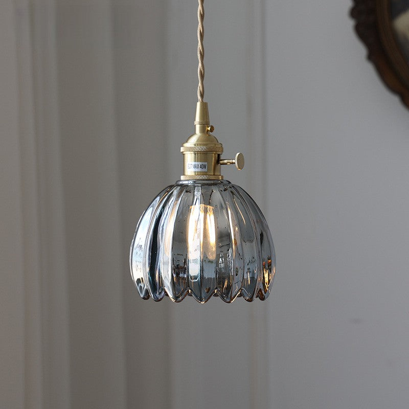 Japanse glazen hanglamp E27 glas transparant eetkamer bar verlichting minimalistisch design ribbelglas keuken hanglamp | Sansoti