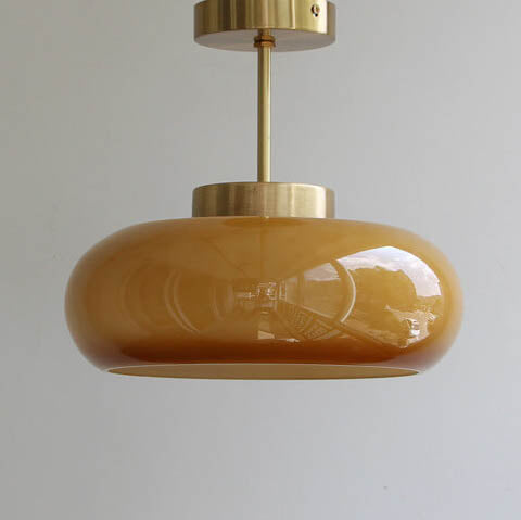 Vintage Deckenleuchte aus gelbem Glas mit Messing | Semi-Flush LED Deckenbeleuchtung | Sansoti