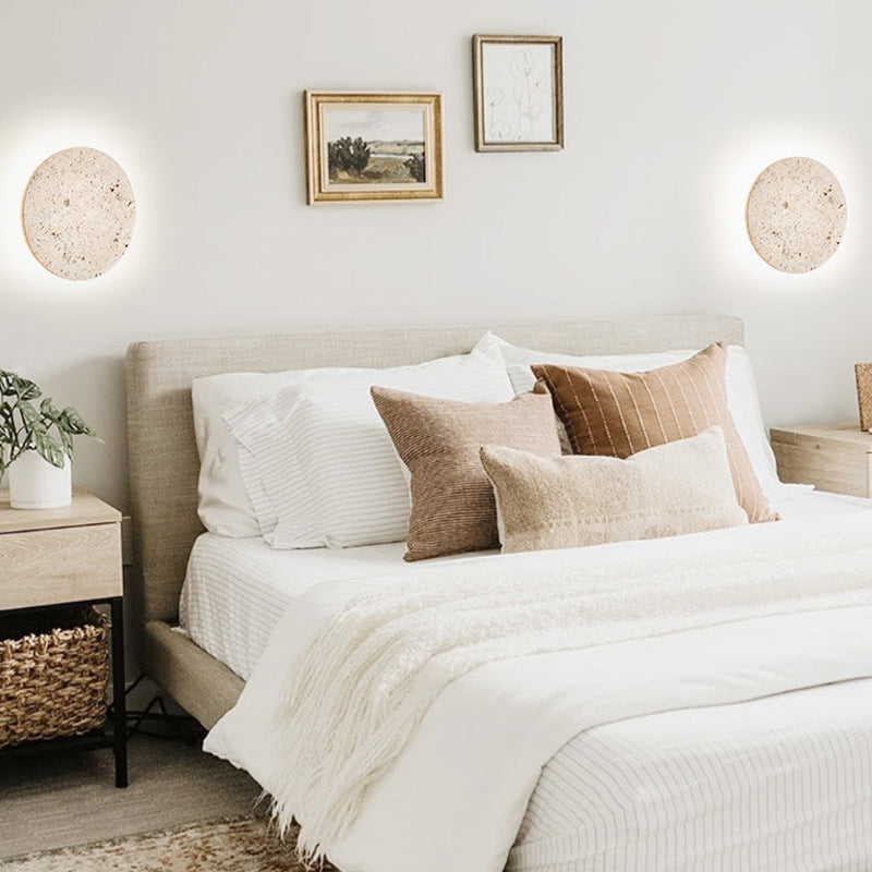 Aplique redondo de travertino LED moderno de piedra natural Ø23 Ø30 | Sansoti