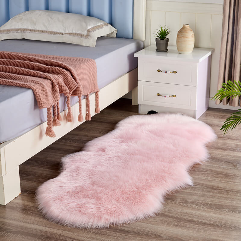 Vloerkleed Schapenvacht Imitatie Pluizig Antislip 60x120cm Slaapkamer Woonkamer Zacht