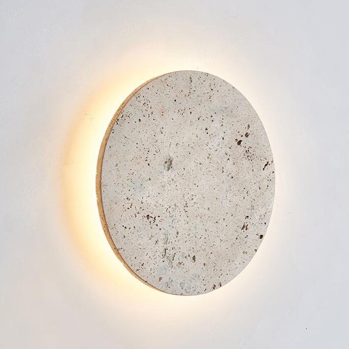 Aplique redondo de travertino LED moderno de piedra natural Ø23 Ø30 | Sansoti