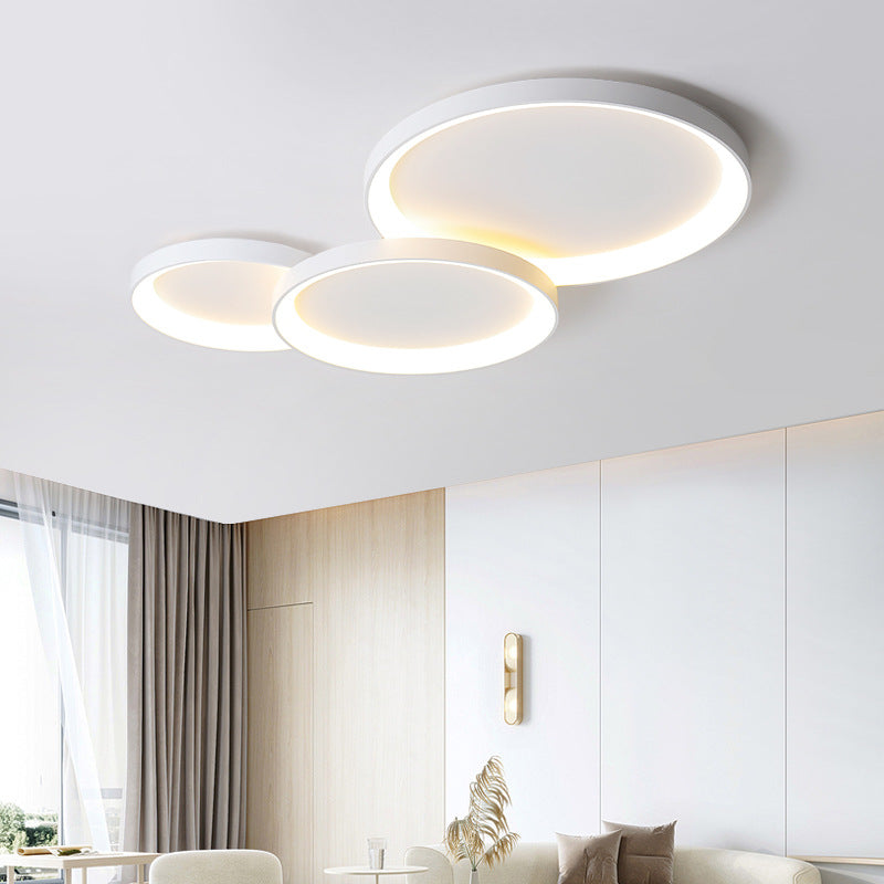 Minimalist ceiling lamp metal acrylic LED black living room ceiling lighting modern design ring lamp | Sansoti
