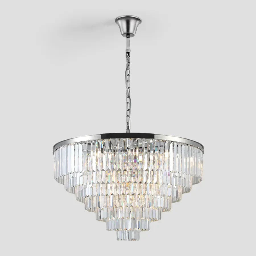 Multi-Tiered Round Crystal Chandelier Gold Black Nickel for Living Room Dining Room Bedroom Height Adjustable | Sansoti