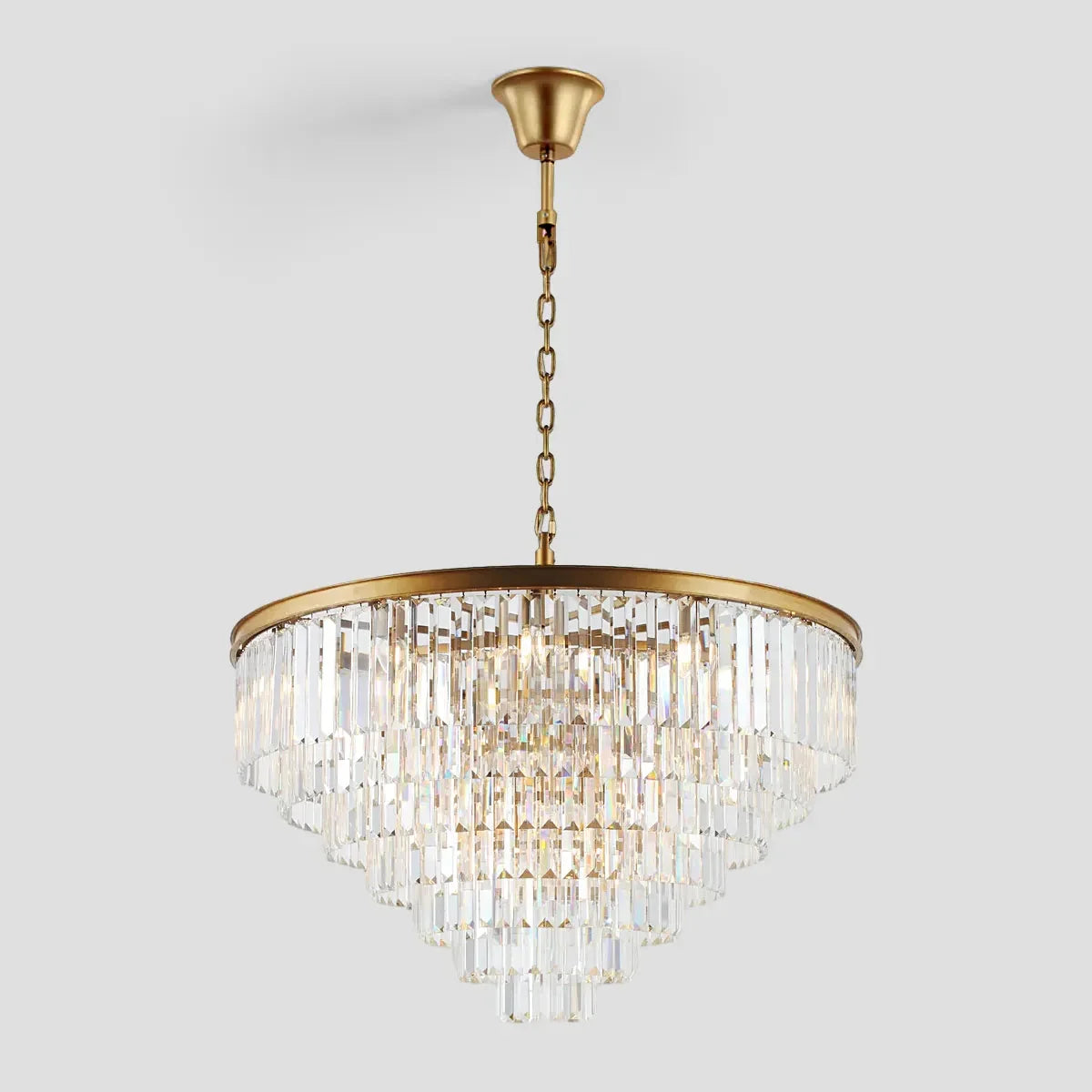 Multi-Tiered Round Crystal Chandelier Gold Black Nickel for Living Room Dining Room Bedroom Height Adjustable | Sansoti