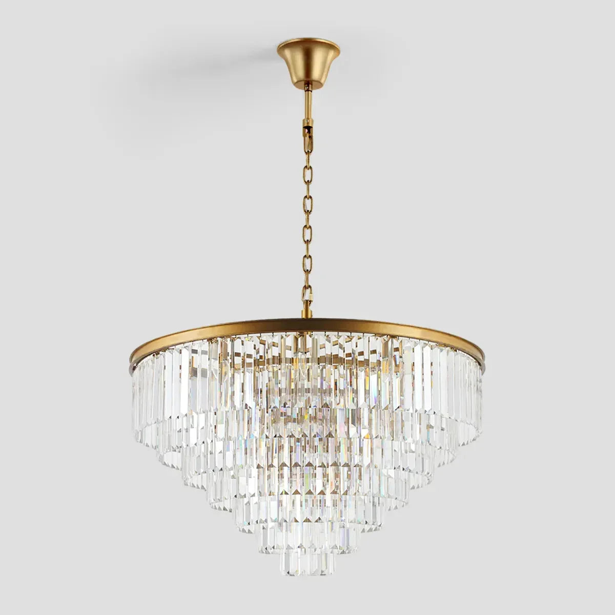 Multi-Tiered Round Crystal Chandelier Gold Black Nickel for Living Room Dining Room Bedroom Height Adjustable | Sansoti
