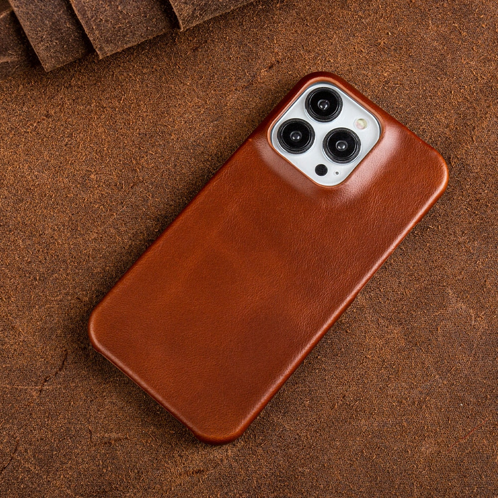 Leather iPhone Case with Oil-Wax Finish | Premium Protection & MagSafe Compatible for iPhone 13-16 | Elegant Shockproof Case | Sansoti