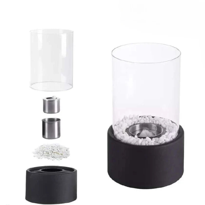 Olielamp met Open Vlam Glas Zwart Wit Tafellamp Sfeerverlichting Klassiek Design Woonkamer Restaurant | Sansoti