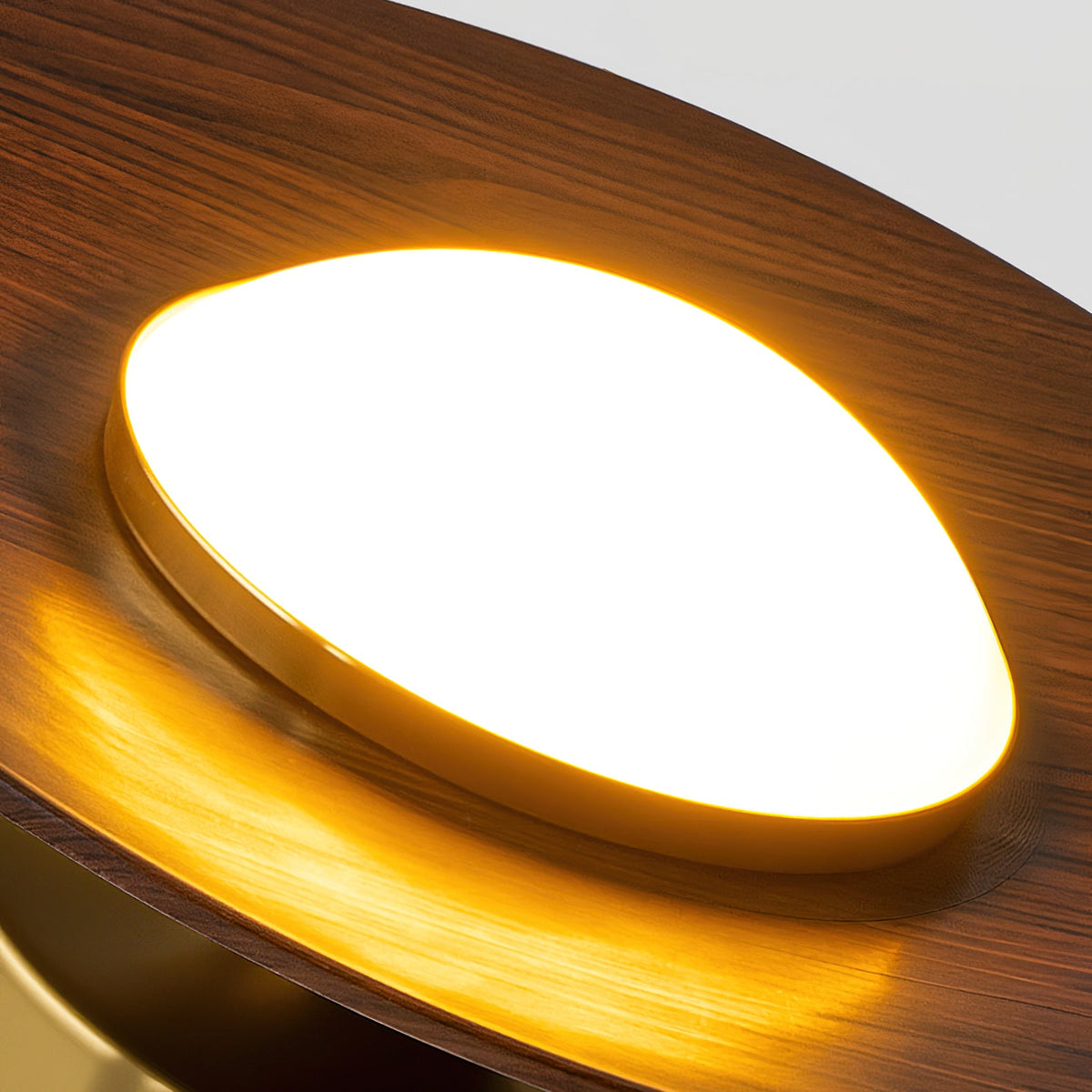 Küchen-Deckenlampe, dimmbar, Triac, 23,9 cm, Aufbauleuchte, Metall, Walnussholz-Akzent, Gold, warmweiß, LED, Esszimmer, Innenbereich | Sansoti