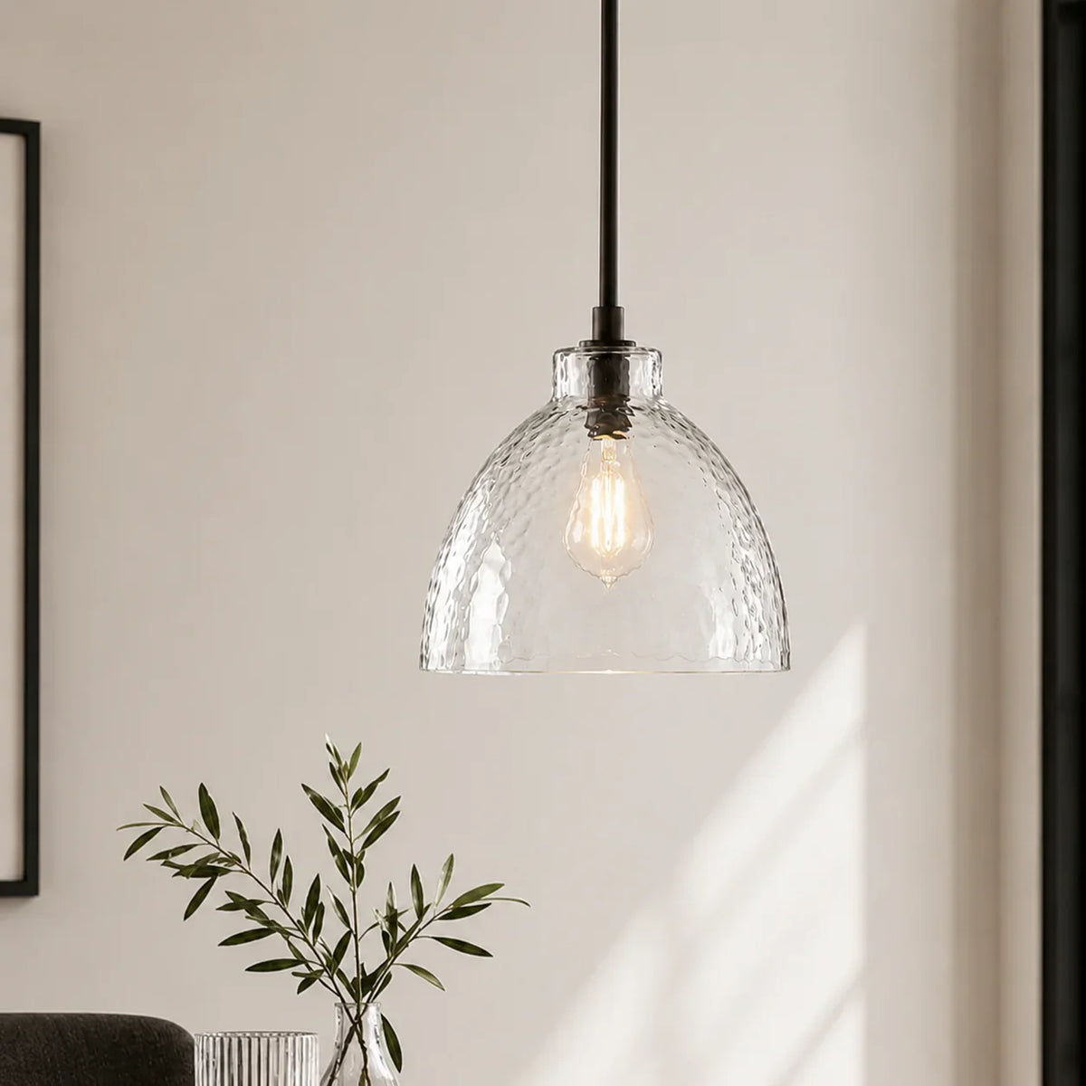 Geslepen Glazen Hanglamp Farmhouse Stijl – Amber of Helder Glas – Messing, Zwart of Nikkel Afwerking | Sansoti
