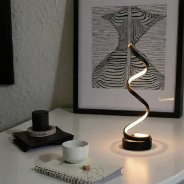 Spiral Metal Table Lamp Dimmable 3 Light Colors Warm Neutral Cool White Modern Ambient Lamp Desk Lamp | Sansoti