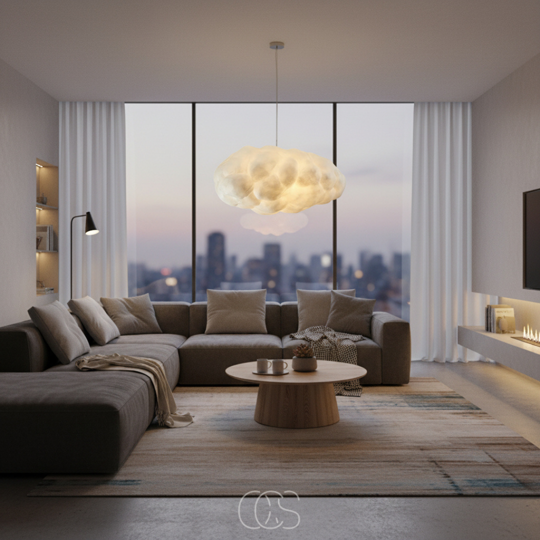 Cloud-Shaped Pendant Light 30-80cm Warm White Light E27 Ceiling Lighting Dining Room Living Room Bedroom Ambient Lighting | Sansoti