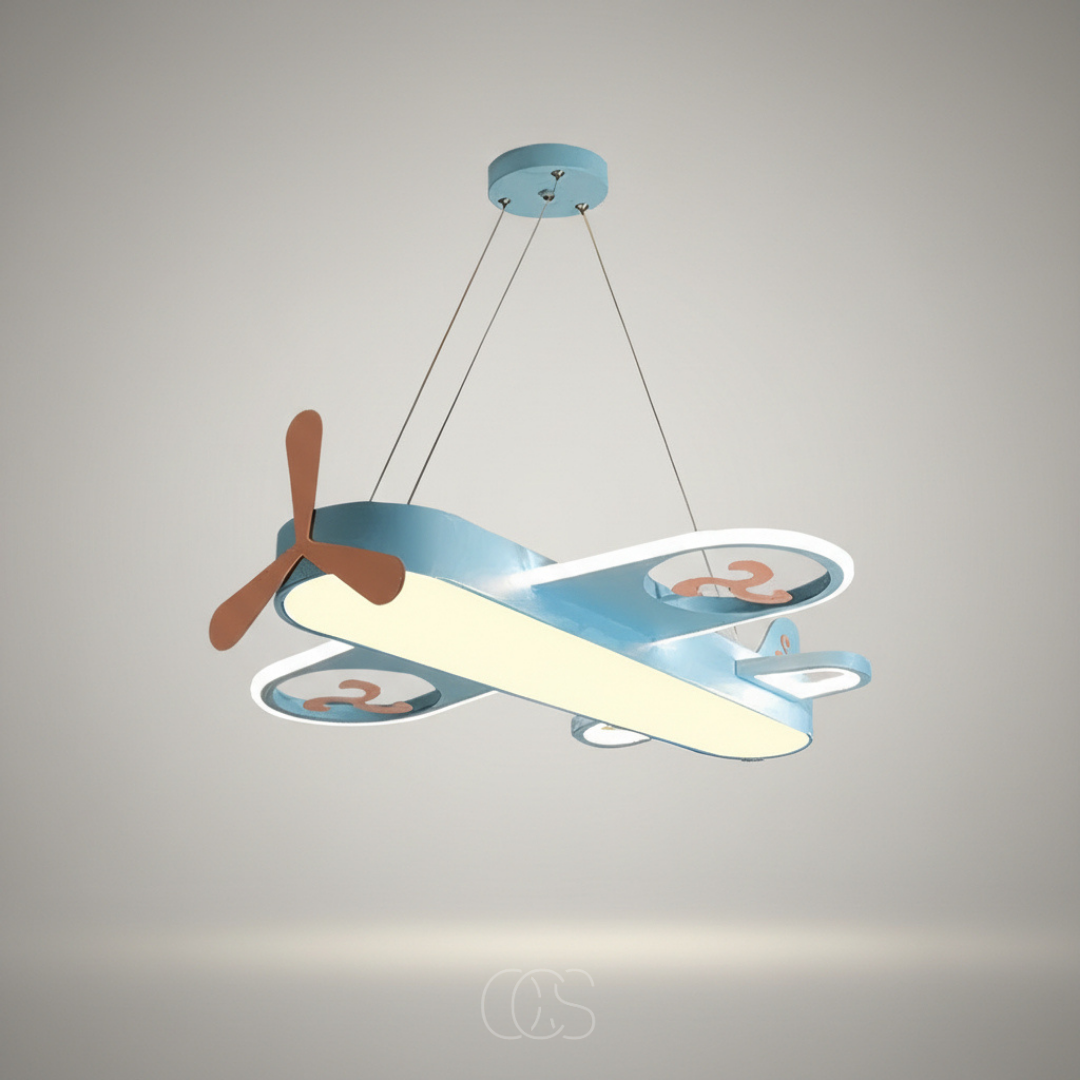 Children’s Room Pendant Lamp Airplane Dimmable LED 32W Blue Yellow Eye-Friendly Playroom Bedroom | Sansoti