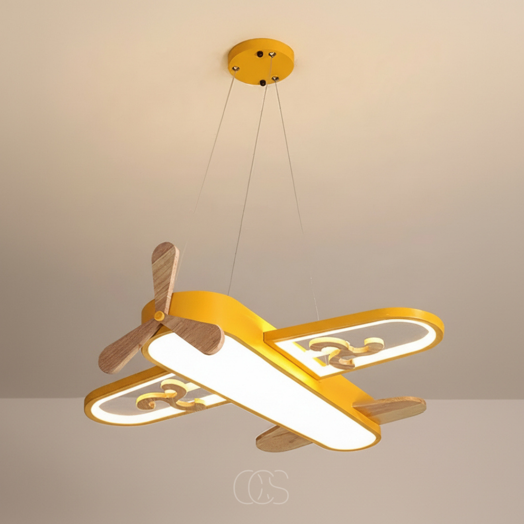 Children’s Room Pendant Lamp Airplane Dimmable LED 32W Blue Yellow Eye-Friendly Playroom Bedroom | Sansoti