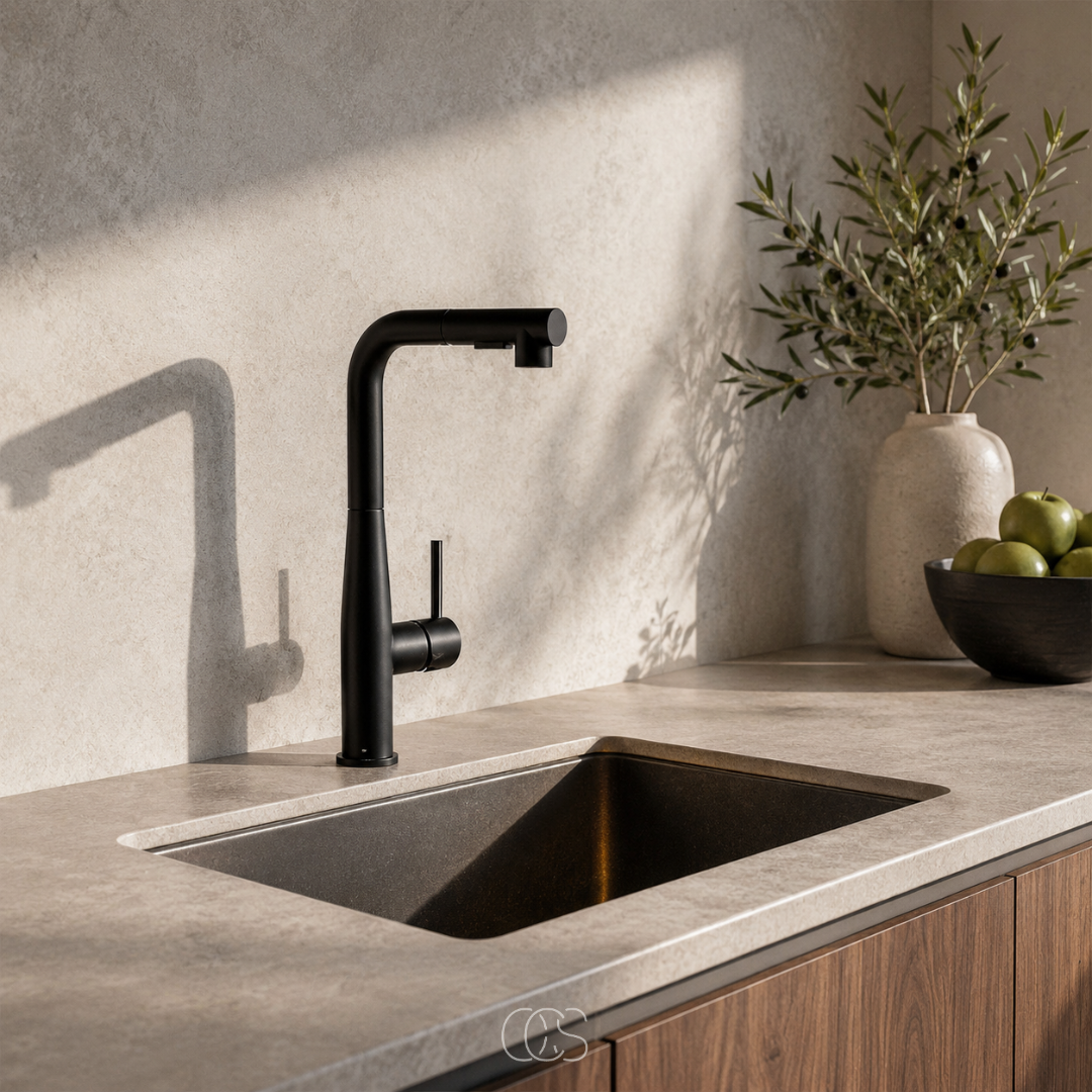 Stainless Steel Kitchen Tap High Pull-Out Spray Head Black Modern Mixer Tap Sink Tap Single-Handle Kitchen Faucet | Sansoti