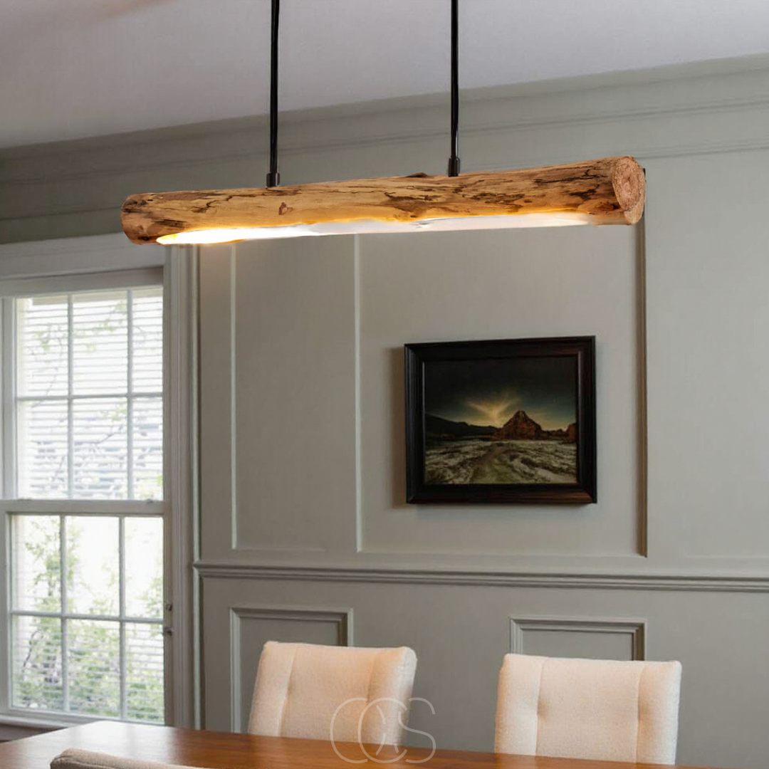 Suspension en bois à intensité variable 80 cm, métal noir, LED blanc chaud, table à manger, design scandinave, éclairage d’ambiance | Sansoti