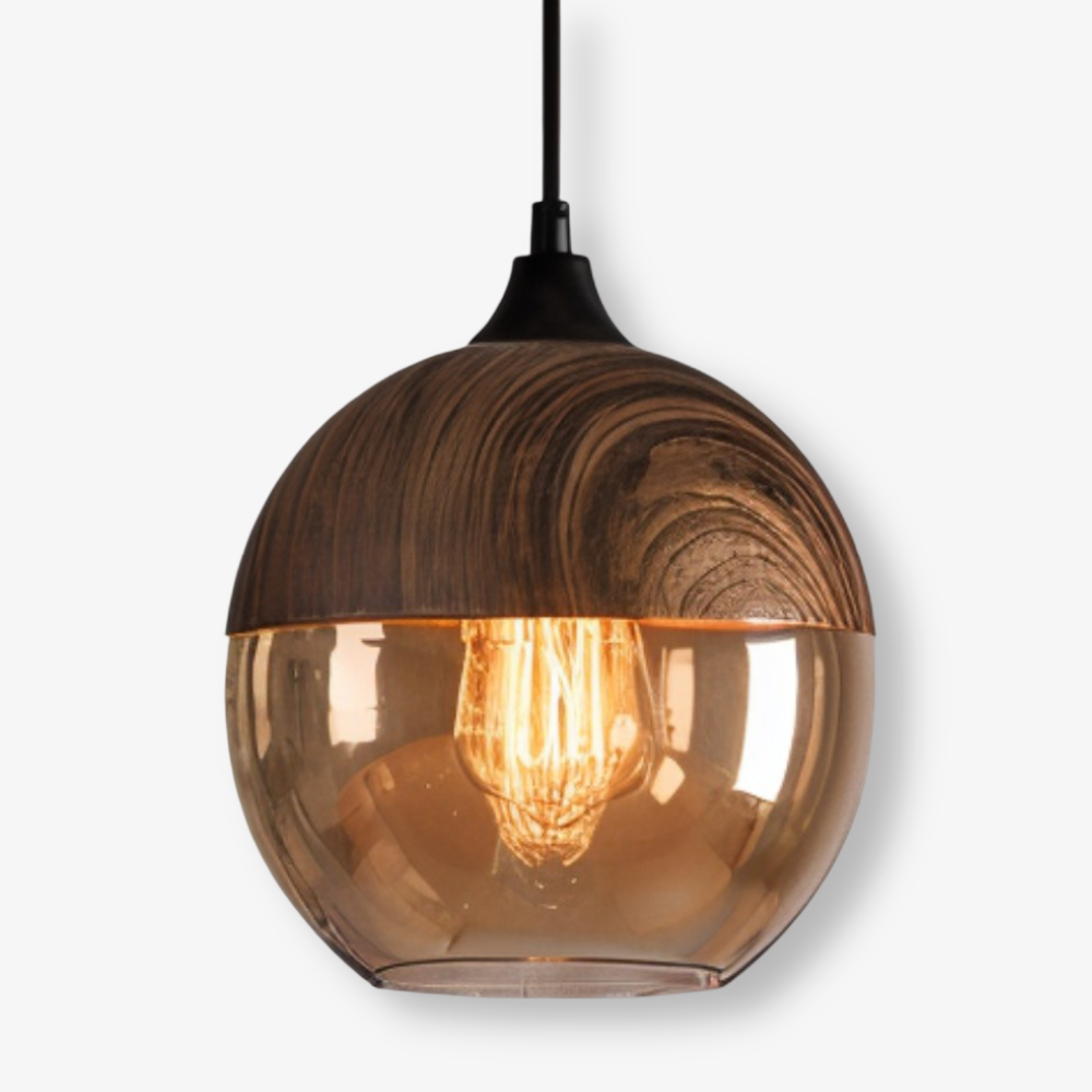Pendant Lamp Retro Glass Scandinavian Metal Amber Adjustable E27 | Sansoti