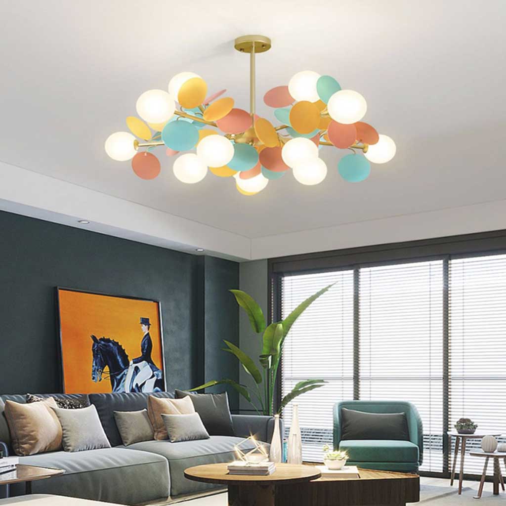 Moderner Kronleuchter mit opalweißen Glaszweigen LED Dimmbar Wohnzimmer Esszimmer Stimmungsbeleuchtung Künstlerisches Design | Sansoti