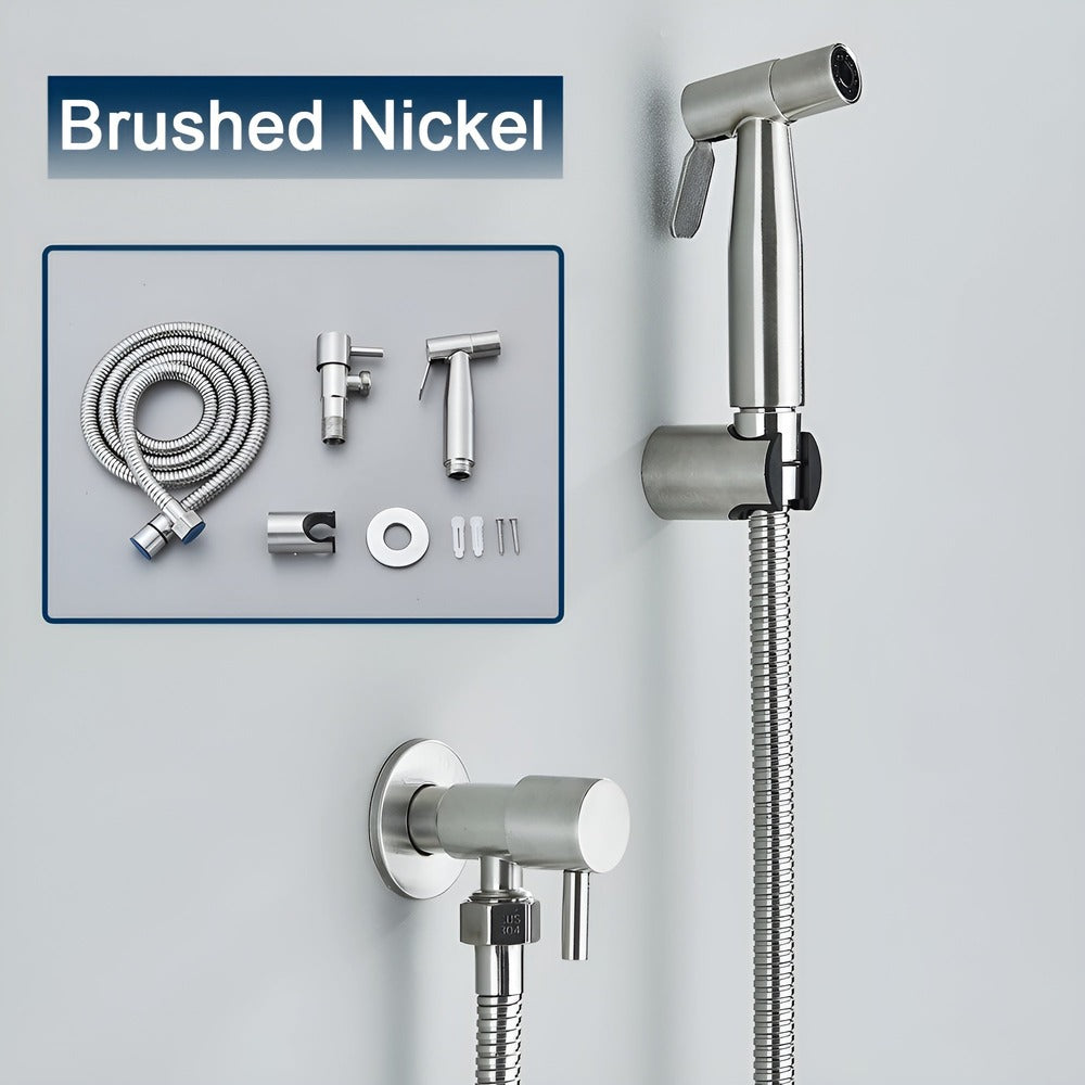 Set de ducha bidé de acero inoxidable 304, montaje en pared, pulverizador higiénico para inodoro | Sansoti