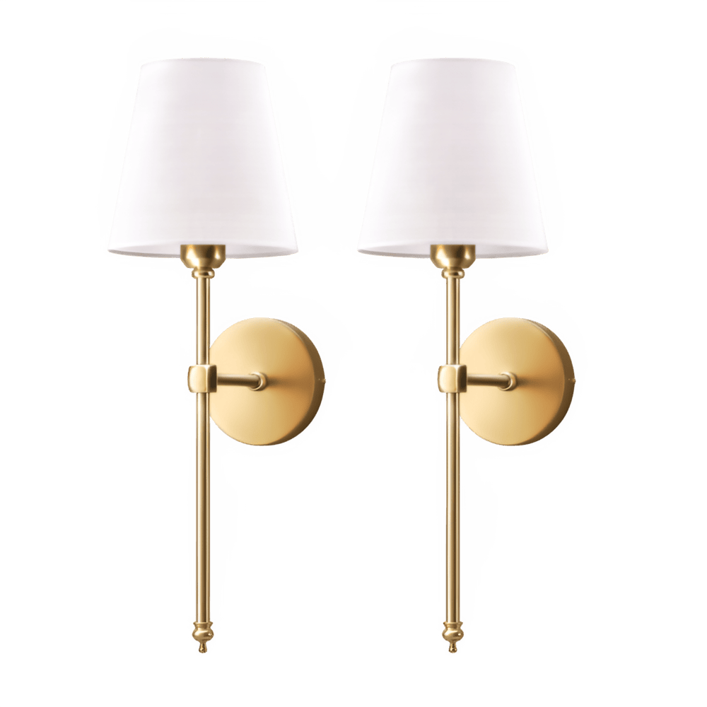 Wandlamp Set 2 Stück Metall Stoffschirm 51cm Schlafzimmer Flur Hotel Schick | Sansoti
