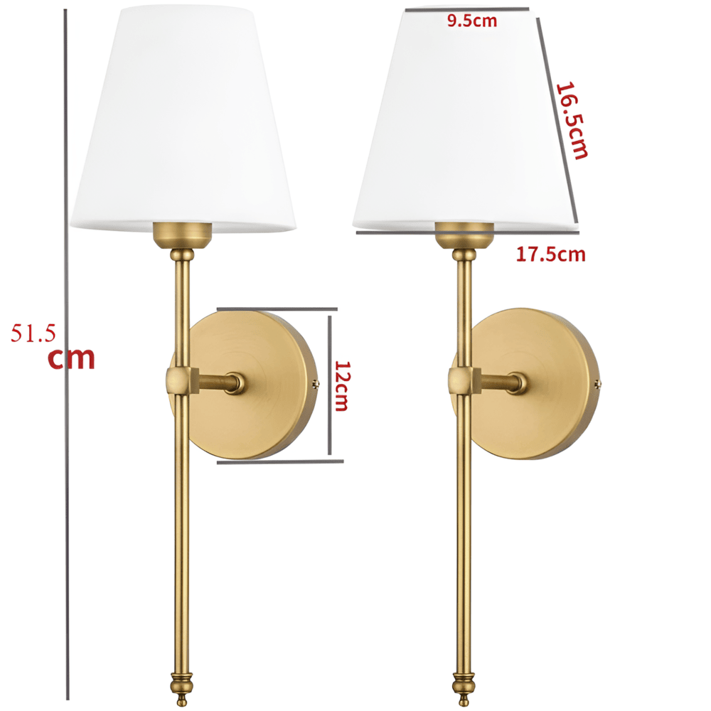 Wandlamp Set 2 Stück Metall Stoffschirm 51cm Schlafzimmer Flur Hotel Schick | Sansoti