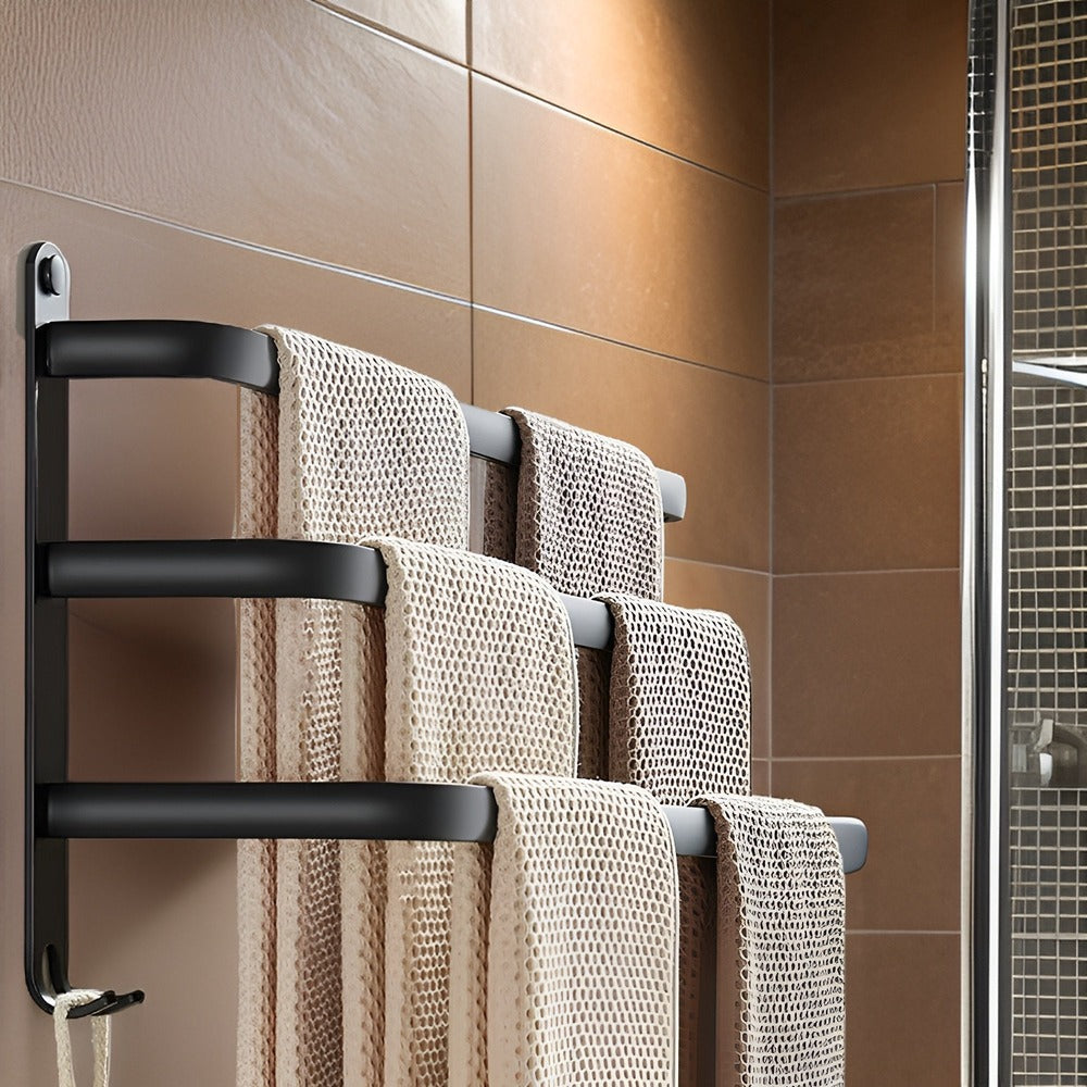 Towel Rack Wall Mounted Aluminum Black 40-60cm Bathroom Shelf | Sansoti
