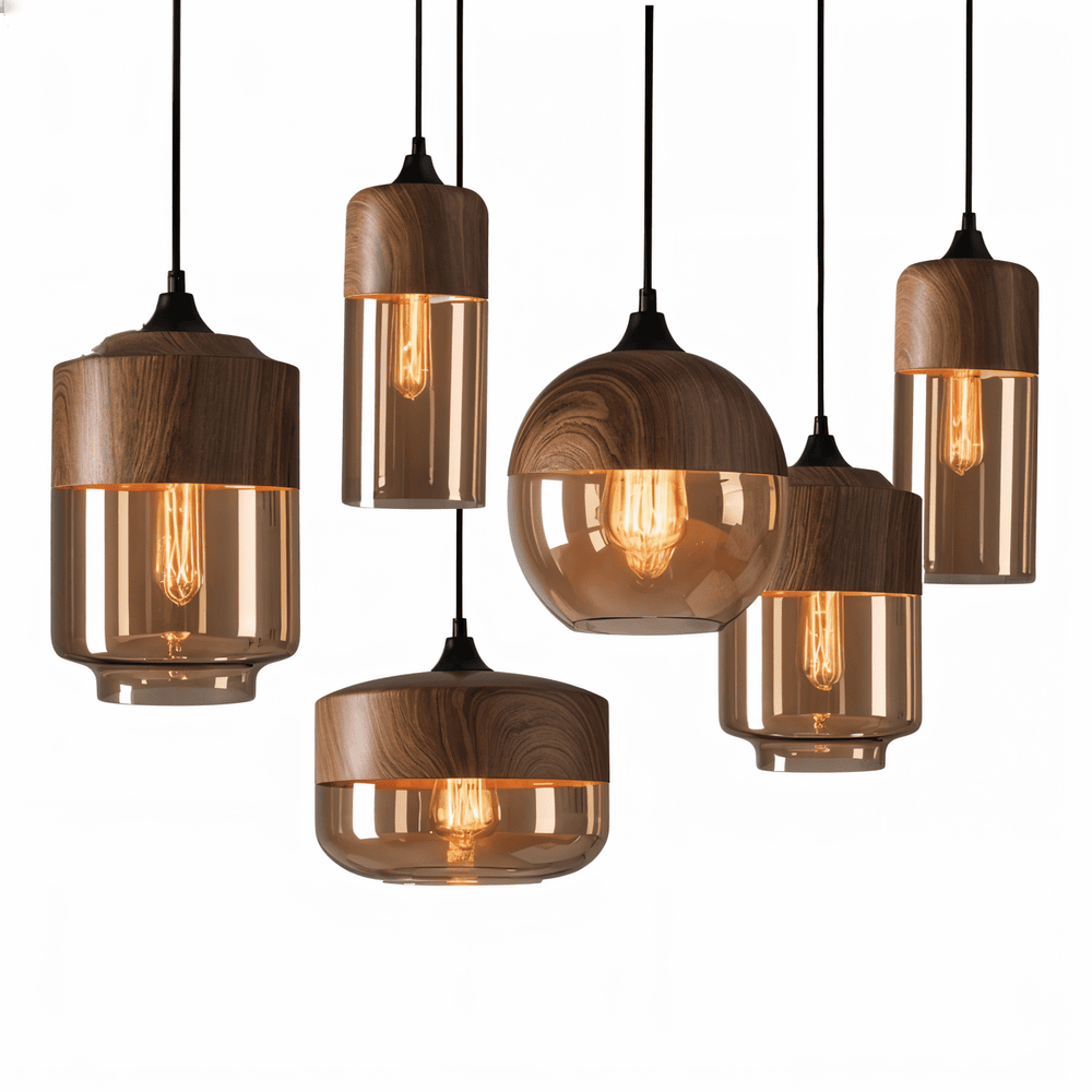 Pendant Lamp Retro Glass Scandinavian Metal Amber Adjustable E27 | Sansoti