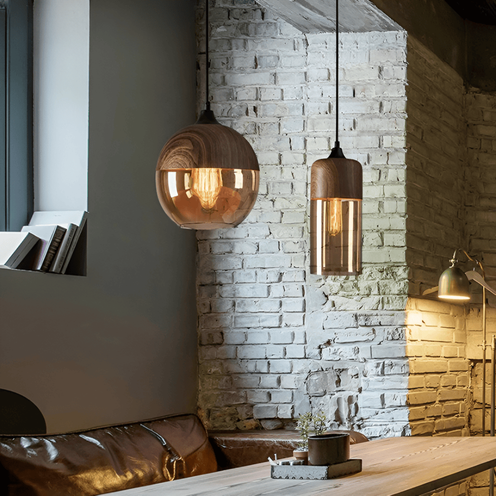 Pendant Lamp Retro Glass Scandinavian Metal Amber Adjustable E27 | Sansoti