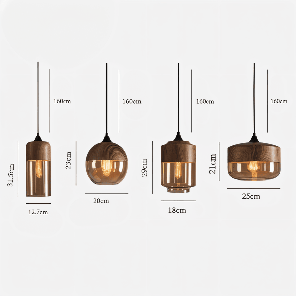 Pendant Lamp Retro Glass Scandinavian Metal Amber Adjustable E27 | Sansoti